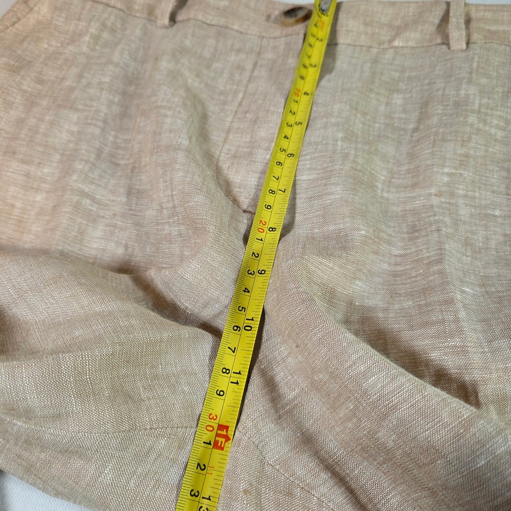 Talbots Southampton Straight Leg 100% Linen Pants Tan Beige 12P Petite NWT - Picture 7 of 10